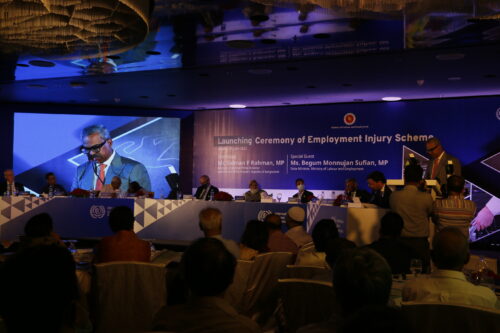 The launch of the employment injury scheme (EIS) in Dhaka on 21 June 2022