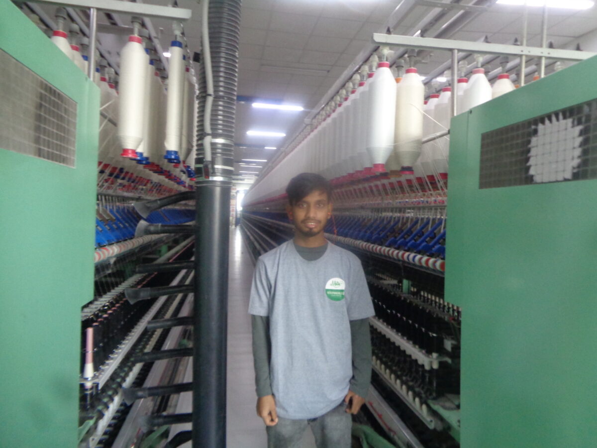 Nur Alam on the production floor of Matin Spinning Mills