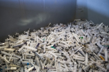 Syringe casings at a hospital in Nepal