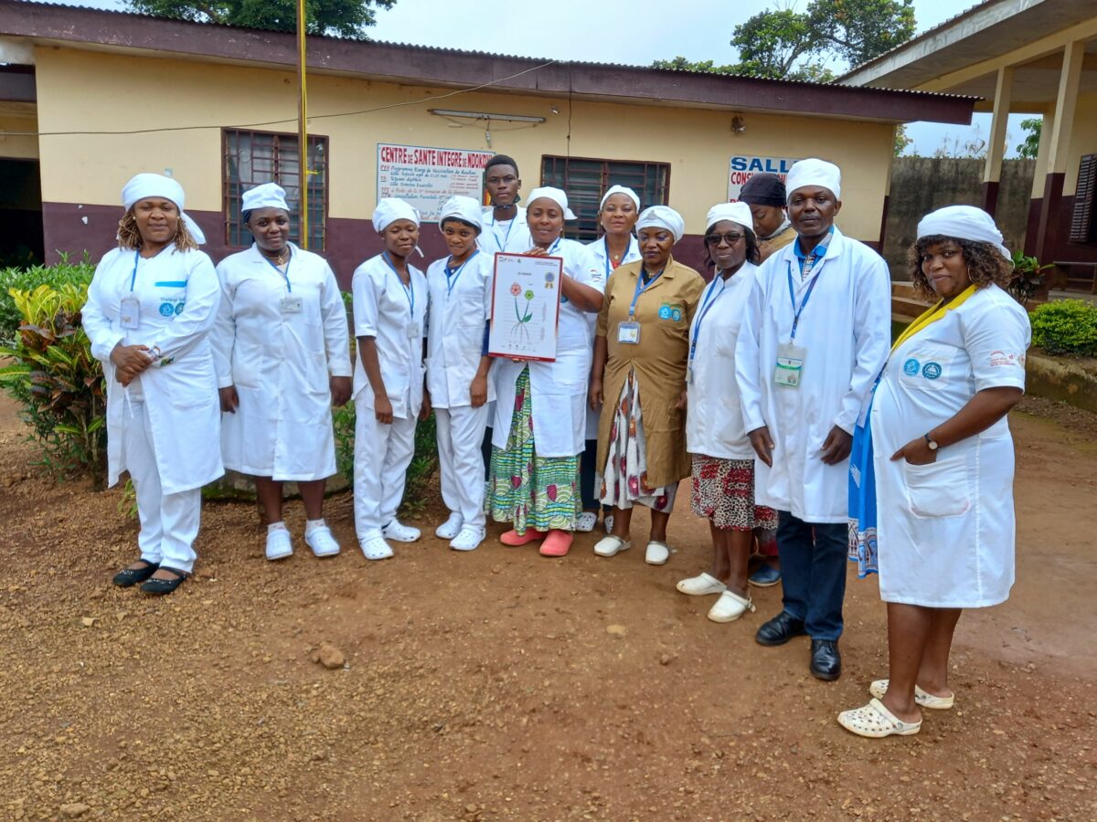 Staff of Ndokovi health centre with awarded equipment.