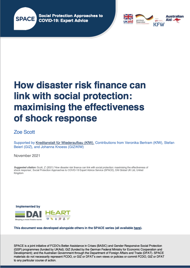 How Disaster Risk Finance Can Link With Social Protection