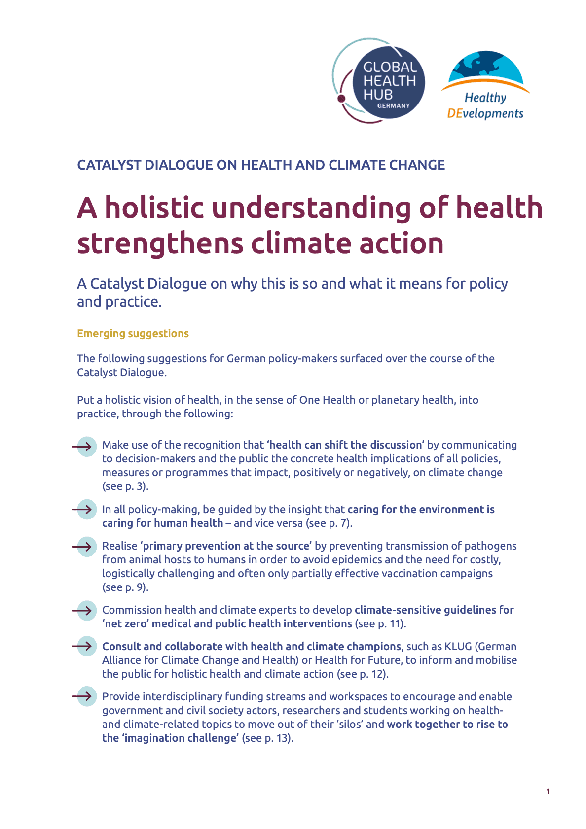 Catalyst dialogue on health and climate change
